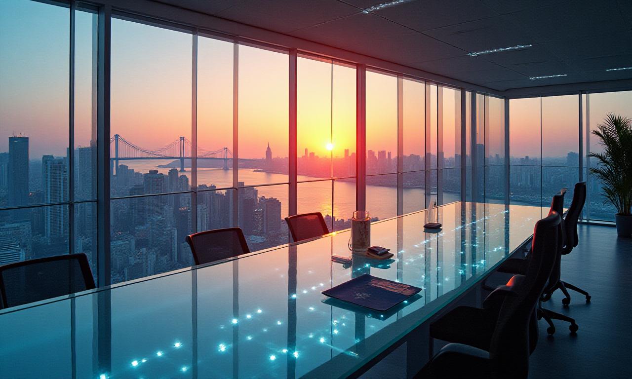台場のウォーターフロントを一望するモダンなオフィス